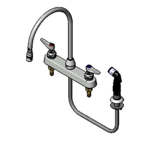 T&S B-1174 Deck Mount Workboard Faucet w/ 8" Swing Spout & 4' Hose-cityfoodequipment.com