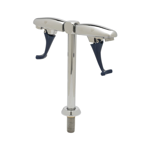 T&S B-1215 Double Pedestal Push Back Glass Filler w/ 1/2" IPS Male Inlet-cityfoodequipment.com