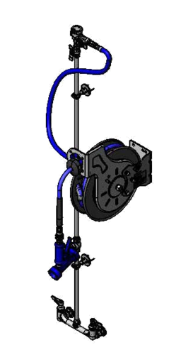 T&S B-1433-713202QD 35 ft Open Hose Reel Assembly w/ 8" Wall Mount Mixing Faucet - 1/2" NPT-cityfoodequipment.com