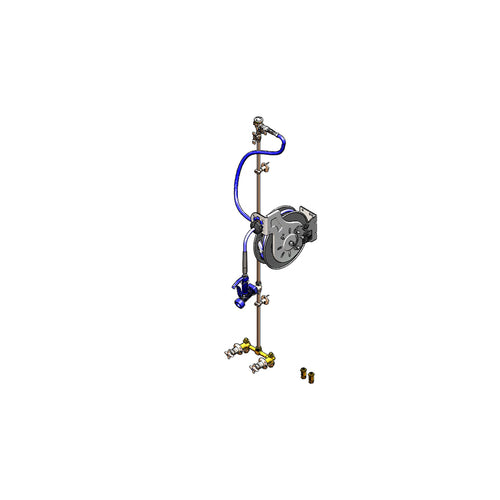 T&S B-1453 Open Hose Reel Assembly w/ 35 ft Hose & Mixing Faucet - 1/2" NPT-cityfoodequipment.com