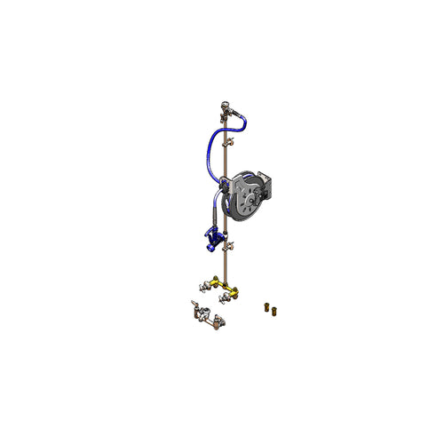 T&S B-1454 35 ft Open Hose Reel Assembly w/ 8" Wall Mount Mixing Faucet - 1/2" NPT-cityfoodequipment.com