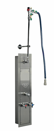 T&S B-1460-RMT-CR Recess-Mount Hose Reel Cabinet & Flange w/ Top Inlets, Cerama Cartridges, Stainless Steel-cityfoodequipment.com