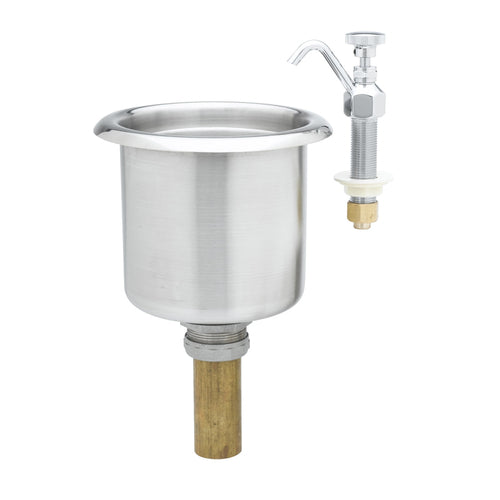 T&S B-2282-01 Dipper Well Faucet w/ Stainless Steel Bowl & Inner Overflow Cup-cityfoodequipment.com