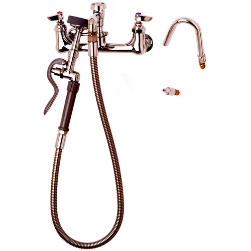 T&S B-2312 Wall Mount Pot Filler Faucet w/ 44" Hose & Hook Nozzle-cityfoodequipment.com