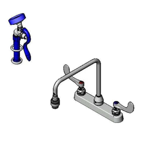 T&S B-2346 Deck Mount Faucet w/ 10" Gooseneck Nozzle & Spray Valve-cityfoodequipment.com