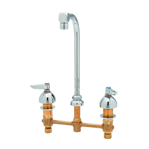 T&S B-2386 Lavatory Faucet, 5" Spread Swivel Gooseneck, 10" Clearance Deck-cityfoodequipment.com