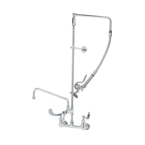 T&S B-2466 Wall Mount Pre Rinse Faucet w/ 20" Hose & 4" Wrist Action Handles-cityfoodequipment.com