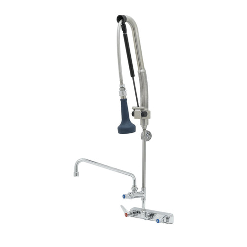 T&S B-5125-12-CRB8P 38 1/2"H Wall Mount Pre Rinse Faucet - 1 7/100 GPM, Base with Nozzle-cityfoodequipment.com