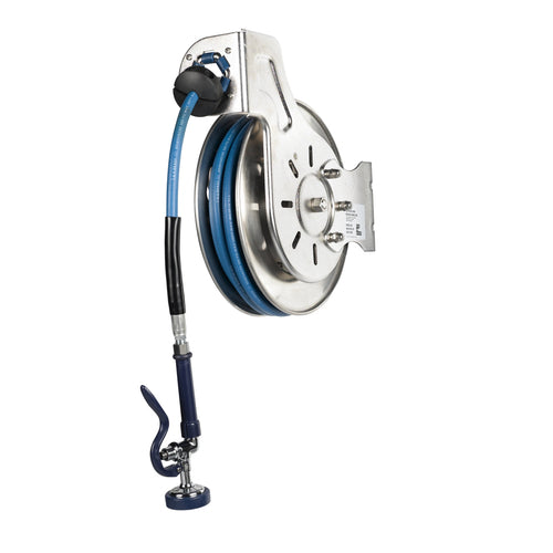 T&S B-7132-01 Hose Reel, 35' Hose, Open, 3/8" ID, Stainless-cityfoodequipment.com