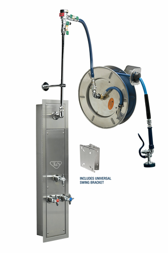 T&S B-7132-U01WS7TC Recess-Mount Hose Reel Cabinet w/ Top Inlets & 35' Open Stainless Steel Hose, Cerama Cartridges-cityfoodequipment.com