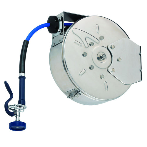 T&S B-7142-C01 Hose Reel, Enclosed, SS, 50 ft, Hose, 3/8 Diameter, Spray Valve-cityfoodequipment.com