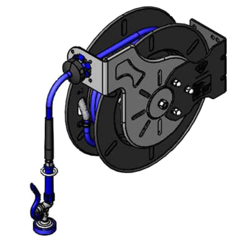 T&S B-7242-01 Open Hose Reel w/ 50 ft Hose, 3/8" ID & Spray Valve-cityfoodequipment.com
