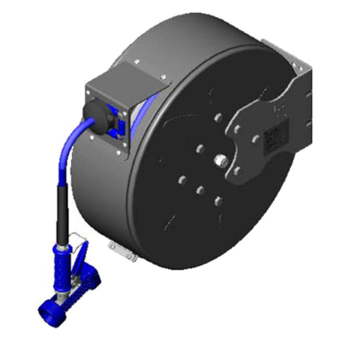 T&S B-7242-C05 Open Hose Reel w/ 50 ft Hose, 3/8" ID & Front Trigger Spray Gun-cityfoodequipment.com