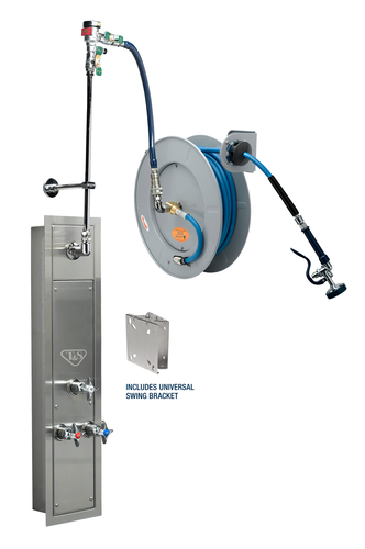 T&S B-7242-U01WS8BC 50 ft Surface-Mount Hose Reel Cabinet w/ Bottom Inlets & 50' Open Stainless Steel Hose, Cerama Cartr-cityfoodequipment.com