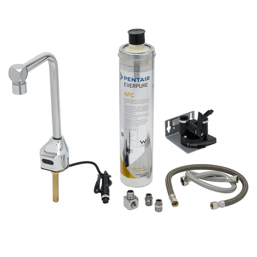 T&S EC-1210-08-WFK Deck Mount Hands Free Glass/Bottle Filler w/ 8" Nozzle & Water Filtration - 1.5 GPM-cityfoodequipment.com