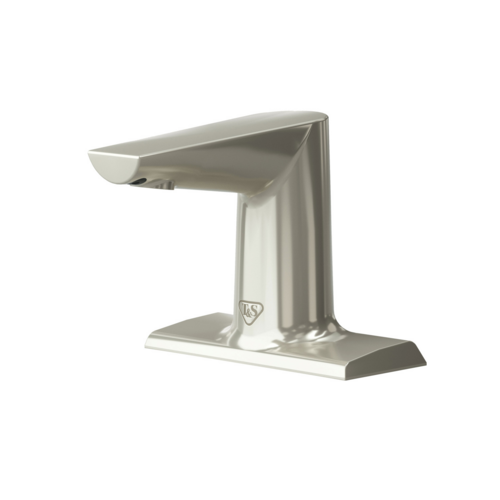 T&S ECW-3153-BN WaveCrest Deck Mount Electronic Faucet - 4" Centerset, Fixed Spout, Battery Operated, Brushed Nickel-cityfoodequipment.com