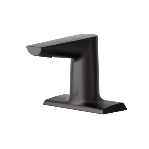 T&S ECW-3153-MB WaveCrest Deck Mount Electronic Faucet - 4" Centerset, Fixed Spout, Battery Operated, Matte Black-cityfoodequipment.com