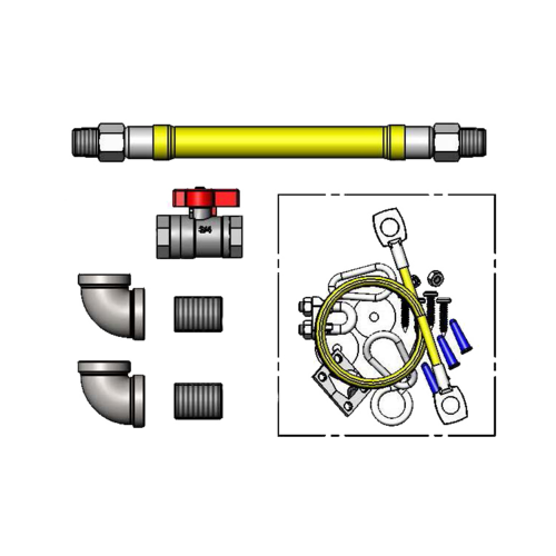 T&S HG-2D-48K-FF 48" Gas Hose w/ Cable Kit - 3/4" NPT-cityfoodequipment.com