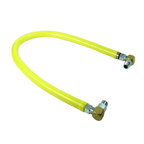 T&S HG-2E-72S 72" Gas Connector Hose w/ (2) SwiveLink Swivels & (2) 90? Elbows - 1" Connection-cityfoodequipment.com