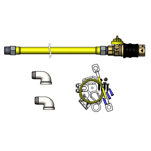 T&S HG-4D-48G-K 48" Gas Connector Hose w/ Quick Disconnect & Restraining Cable Kit-cityfoodequipment.com