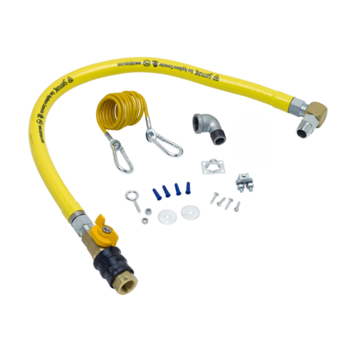 T&S HG-4D-48G-SEL 48" Gas Connector Hose w/ Quick Disconnect, (2) Street Elbows, & SwiveLink Fittings-cityfoodequipment.com