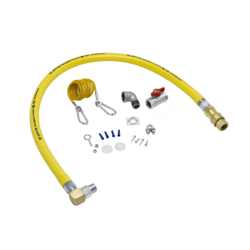 T&S HG-4D-48SEL 48" SwiveLink Gas Connector Hose w/ Quick Disconnect & Cable Kit - 3/4" NPT-cityfoodequipment.com
