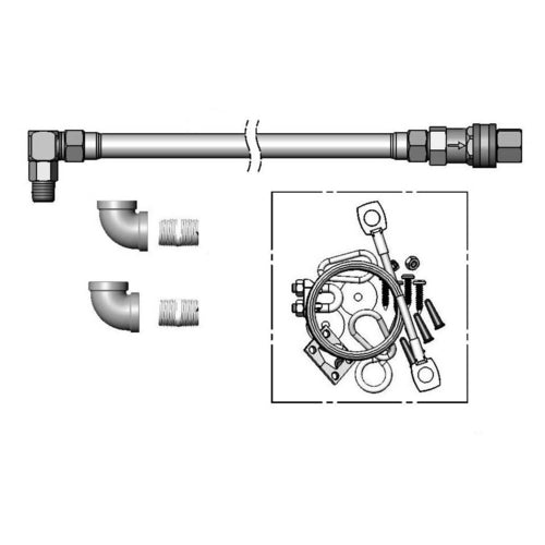 T&S HG-4D-48SEL-FF 48" Gas Hose w/ w/ Quick Disconnect, (2) 3/4" Elbows, & 5 ft Restraining Cable Kit - 3/4" NPT-cityfoodequipment.com