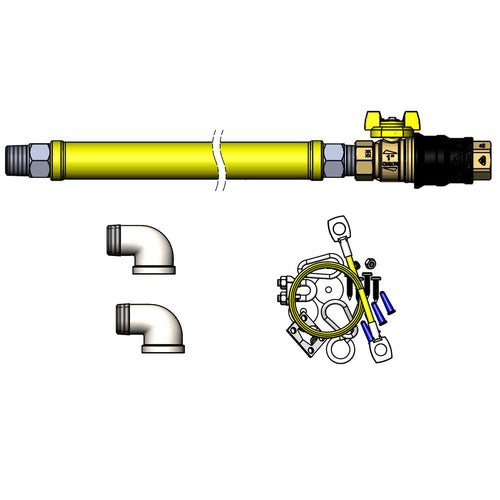 T&S HG-4E-48G-K 48" Gas Connector Hose w/ Quick Disconnect & Restraining Cable Kit-cityfoodequipment.com