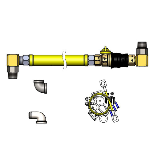 T&S HG-4E-48GS-K 48" Gas Connector Hose w/ Quick Disconnect, 90? Elbow, & Restraining Cable Kit-cityfoodequipment.com