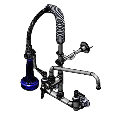 T&S MPR-8WLN-12 22 1/8"H Wall Mount Pre Rinse Faucet - 1 7/100 GPM, Base with Nozzle-cityfoodequipment.com