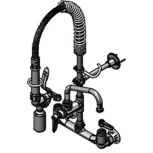 T&S MPY-8WLN-08 22"H Wall Mount Pre Rinse Faucet - 13/20 GPM, Base with Nozzle-cityfoodequipment.com