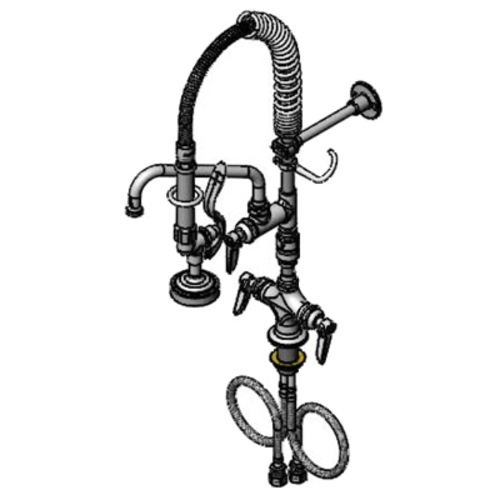 T&S MPZ2DLV08CR 23 13/16"H Deck Mount Pre Rinse Faucet - 1.15 GPM, Base with Nozzle-cityfoodequipment.com