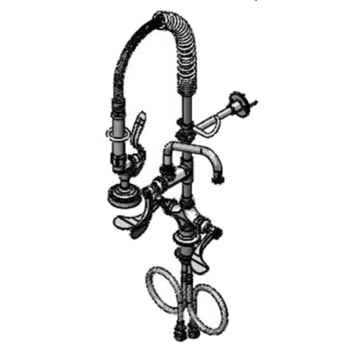 T&S MPZ2DWN08 24 13/16"H Deck Mount Pre Rinse Faucet - 1.15 GPM, Base with Nozzle-cityfoodequipment.com