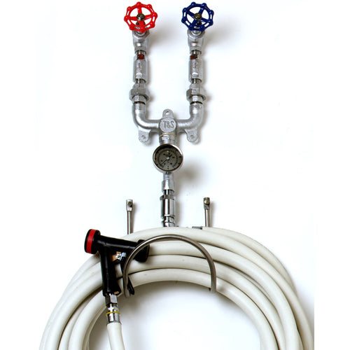 T&S MV-0771-12CW Washdown Station, Chrome Plated, 50 ft Hose, Water Gun, Rack, 3/4 in-cityfoodequipment.com
