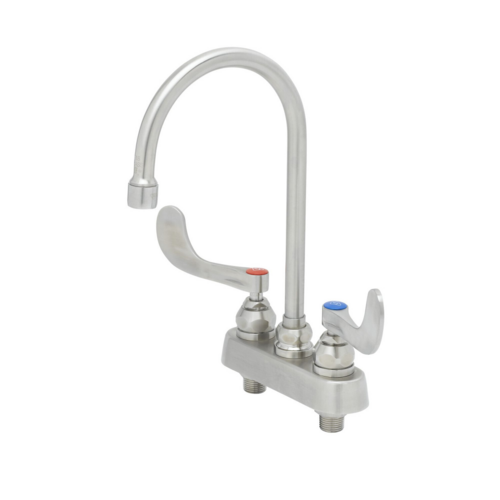T&S S-1141-04 Deck Mount Faucet - 6" Swivel Gooseneck Spout, 4" Centers-cityfoodequipment.com