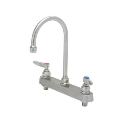 T&S S-1142 Deck Mount Faucet - 6" Swivel Gooseneck Spout, 8" Centers-cityfoodequipment.com