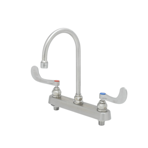 T&S S-1142-04 Deck Mount Faucet - 6" Swivel Gooseneck Spout, 8" Centers-cityfoodequipment.com