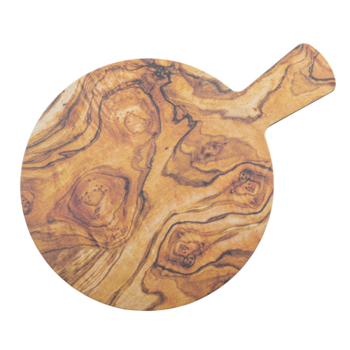 Tablecraft 11183 10" Round Serving Paddle - Melamine, Olive Wood-cityfoodequipment.com