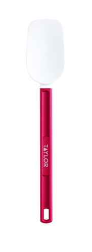 Taylor 5302559 13-1/2" Scraper Spoon Spatula - Silicone, Red Handle-cityfoodequipment.com