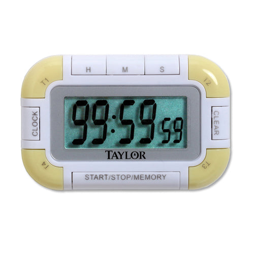 Taylor 5862 Compact 4 Event Digital Timer w/ Clock, LCD Readout-cityfoodequipment.com
