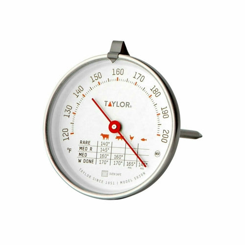 Taylor 5939N 2 3/4" Dial Type Meat Thermometer w/ 4 1/2" Stem, 120 to 212 Degrees F-cityfoodequipment.com