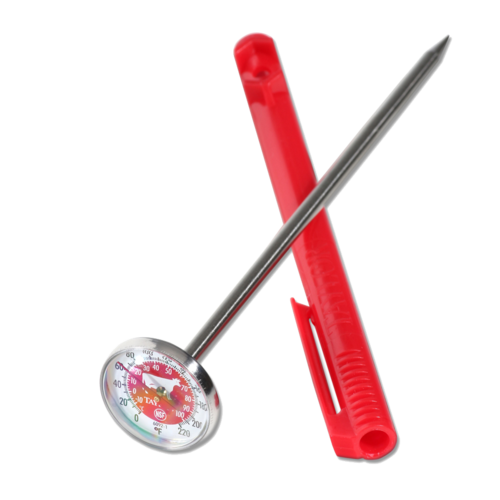Taylor 6092NRDBC 1" Food Safety Thermometer w/ 5" Stem - 0 to 220?F, Red-cityfoodequipment.com