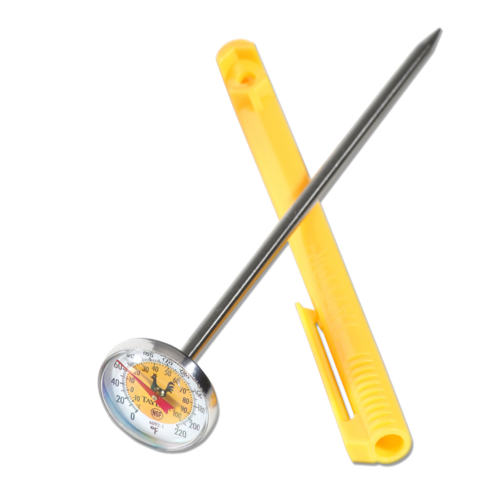 Taylor 6092NYLBC 1" Food Safety Thermometer w/ 5" Stem - 0 to 220?F, Yellow-cityfoodequipment.com