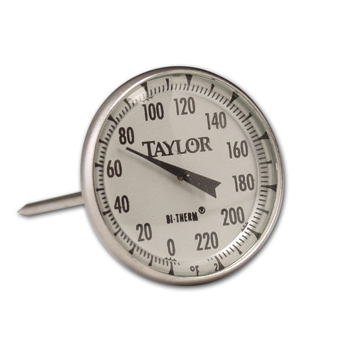 Taylor 61054J 2" Dial Type Meat Thermometer w/ 4" Stem, 0 to 220 Degrees F-cityfoodequipment.com