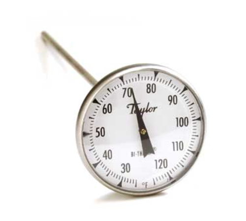 Taylor 6212J 2" Dial Type Pocket Thermometer w/ 8" Stem, 25 to 125 Degrees F-cityfoodequipment.com