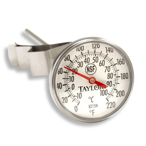 Taylor 8215N 1 3/4" Dial Type Pocket Thermometer w/ 8" Stem, 0 to 220 Degrees F-cityfoodequipment.com