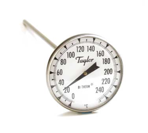 Taylor 8238J 1 3/4" Dial Type Pocket Thermometer w/ 8" Stem, 0 to 250 Degrees C-cityfoodequipment.com