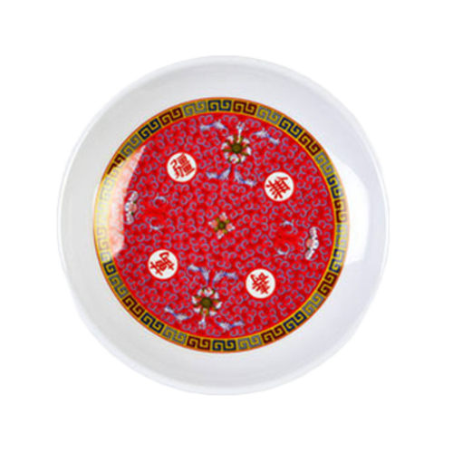 Thunder Group 1004TR 4 1/2" Round Longevity Plate - Melamine, Red/White - 1, (dozen)-cityfoodequipment.com