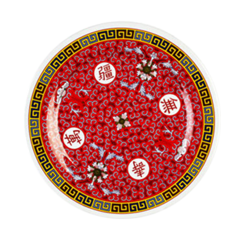 Thunder Group 1006TR 6" Round Longevity Plate - Melamine, Red/White - 1, (dozen)-cityfoodequipment.com