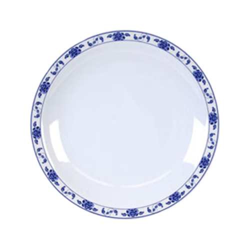 Thunder Group 1015TB 14 3/8" Round Lotus Plate - Melamine, White/Blue - 0.5, (dozen)-cityfoodequipment.com